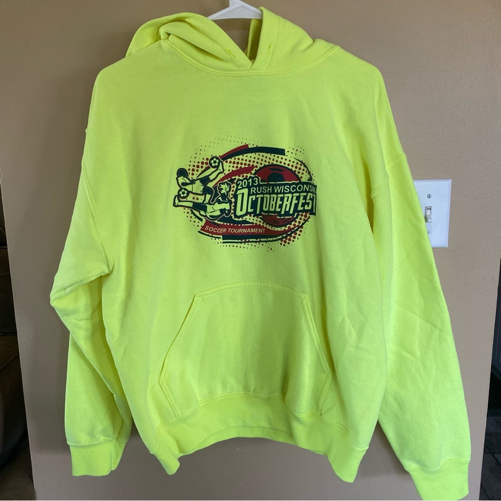 Neon Yellow Wisconsin Octoberfest Soccer Tournament 2013 Hoodie